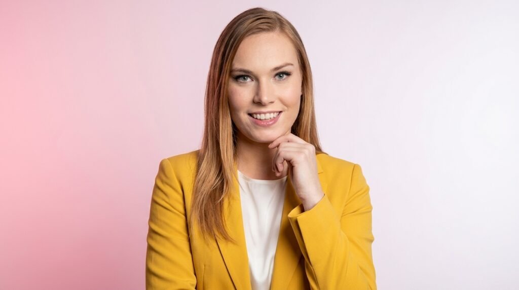 Add Yellow Suit and background Studio wall Pink And White gradient
